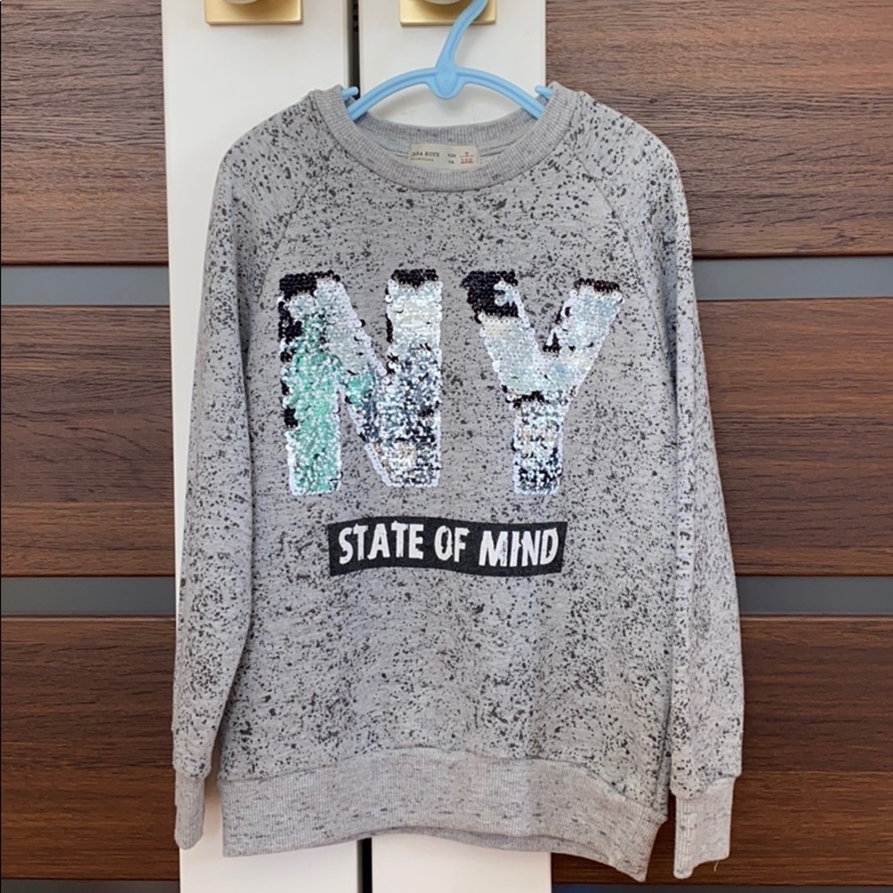 Zara boys sequins NY sweatshirt size 7